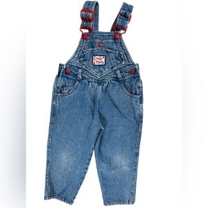 Vintage 90s Candy Hearts Denim Overalls Toddler Girls Size 3T Happy Kids